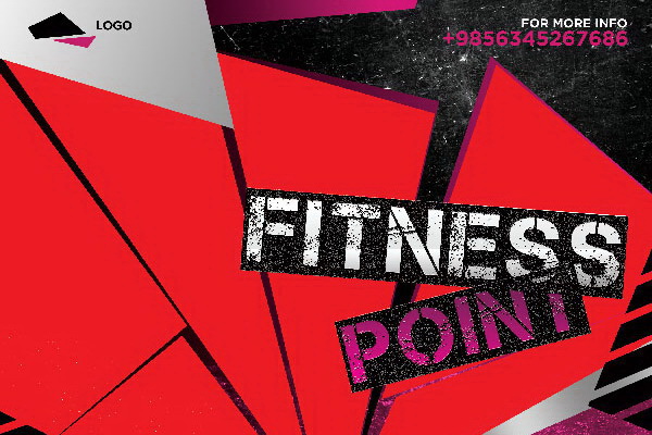 Fitness Point геометричный дизайн рекламного плаката Free PSD скачать ПСД