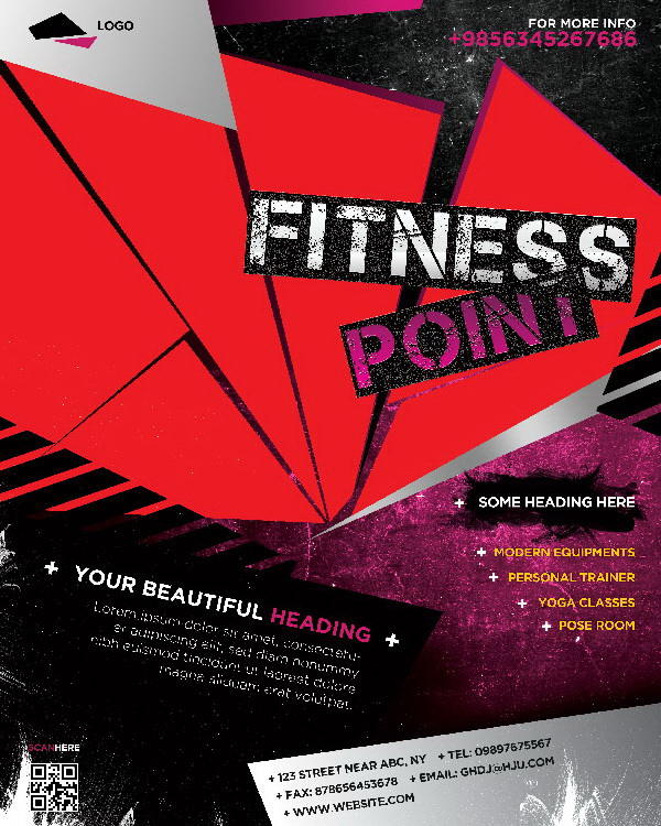 Fitness Point геометричный дизайн рекламного плаката Free PSD