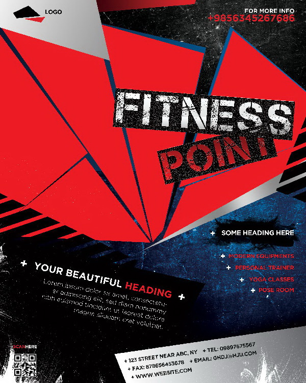 Fitness Point геометричный дизайн рекламного плаката Free PSD