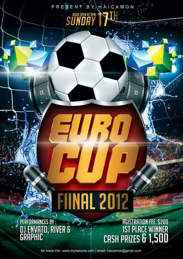 Дизайн макета EURO CUP футбольная игра Free PSD