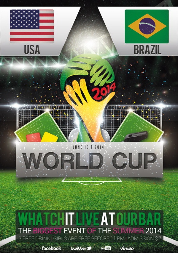 Промо-макет WORLD CUP для спортивной игры Free PSD