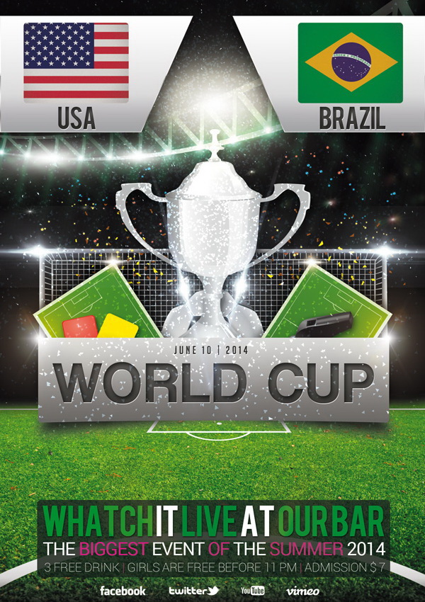 Промо-макет WORLD CUP для спортивной игры Free PSD