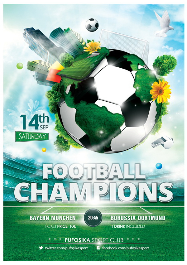 Football Champions красивый дизайн афиши Free PSD