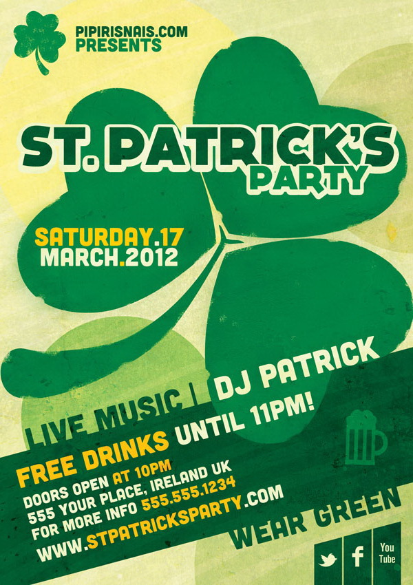 Saint Patrick’s Party афиша в стиле ретро Free PSD